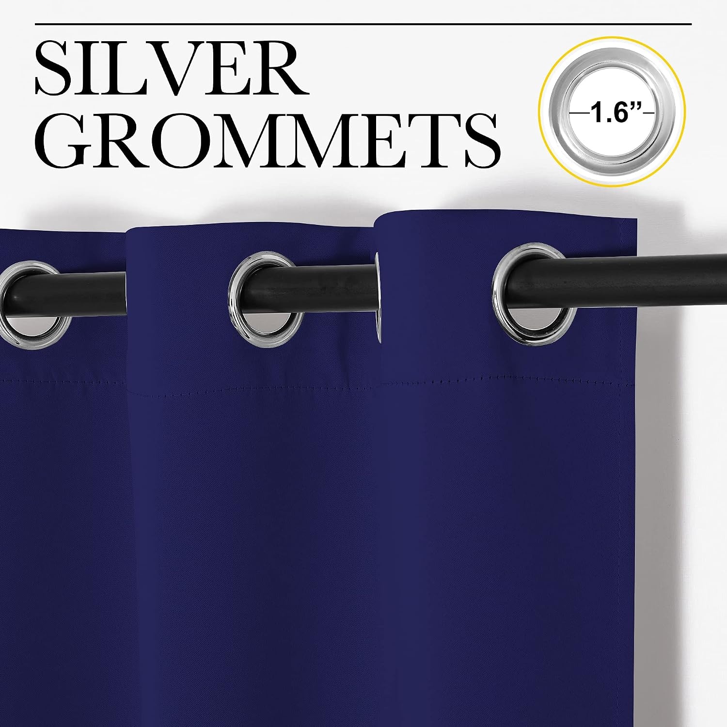 image:imageNICETOWN Royal Blue Blackout Curtains for Kids Room 42 w x 63 L 2 Panels