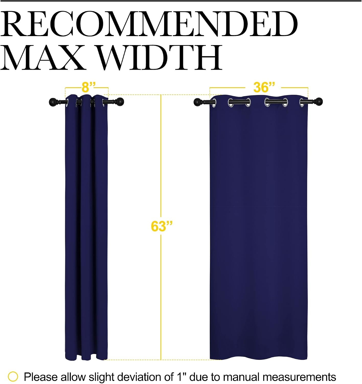 image:imageNICETOWN Royal Blue Blackout Curtains for Kids Room 42 w x 63 L 2 Panels