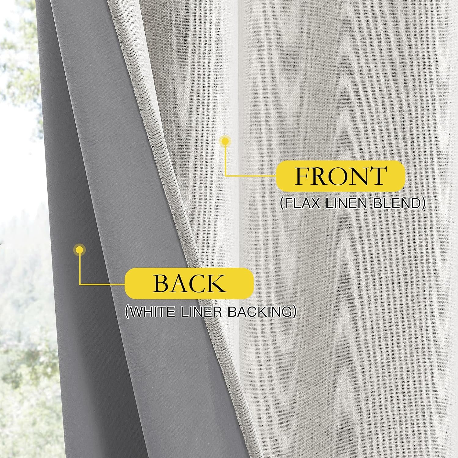 image:imageNICETOWN Snowbound Vintage Linen 100 Blackout Curtains for Living Room Thermal Insulated Curtains 84 Long Noise Reducing Window Treatment Drapes for Hall Room 42 Wide Per Panel Set of 2