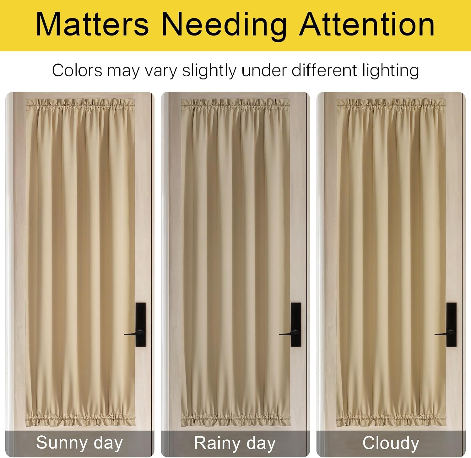 image:imageNICETOWN Stone Blue Blackout Door Curtains with Tieback for French Window100 Blackout Biscotti Beige