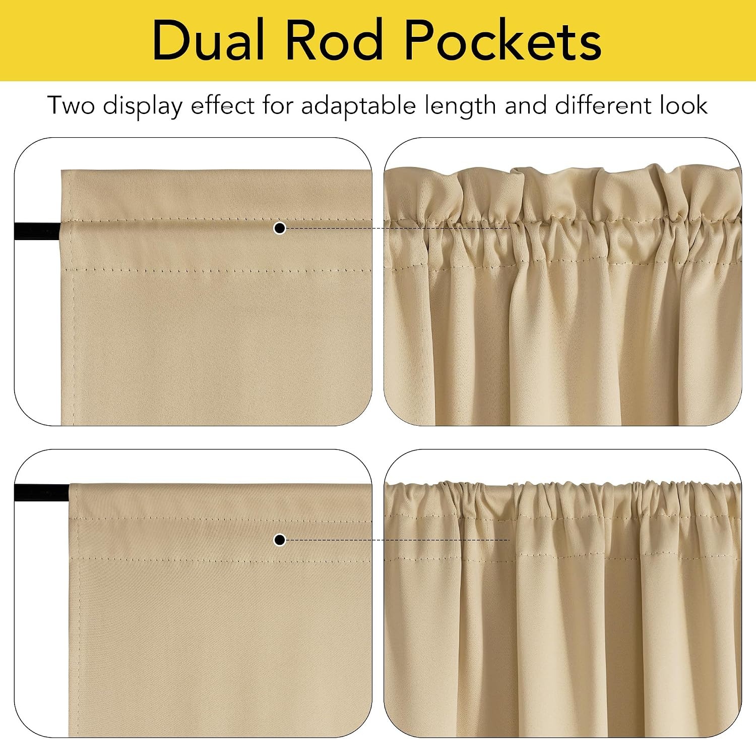 image:imageNICETOWN Stone Blue Blackout Door Curtains with Tieback for French Window100 Blackout Biscotti Beige
