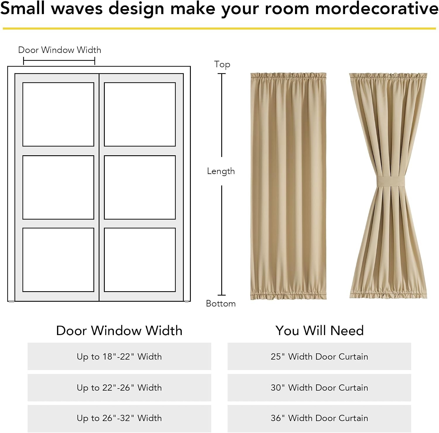 image:imageNICETOWN Stone Blue Blackout Door Curtains with Tieback for French Window100 Blackout Biscotti Beige