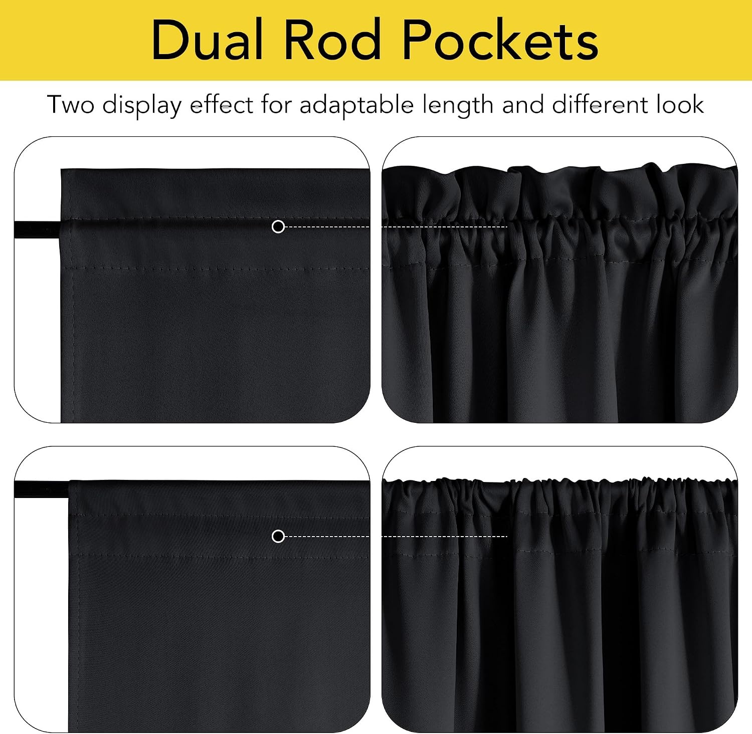 image:imageNICETOWN Stone Blue Blackout Door Curtains with Tieback for French Window100 Blackout Black