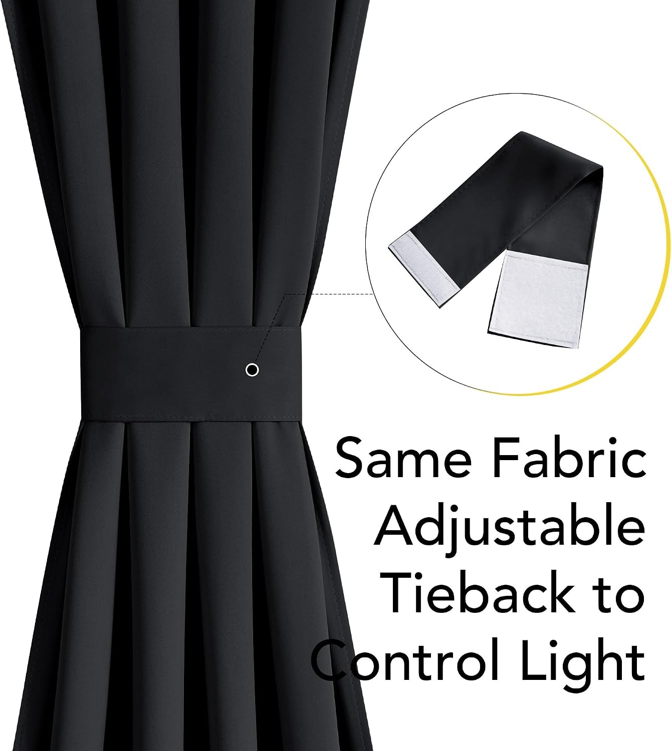 image:imageNICETOWN Stone Blue Blackout Door Curtains with Tieback for French Window100 Blackout Black