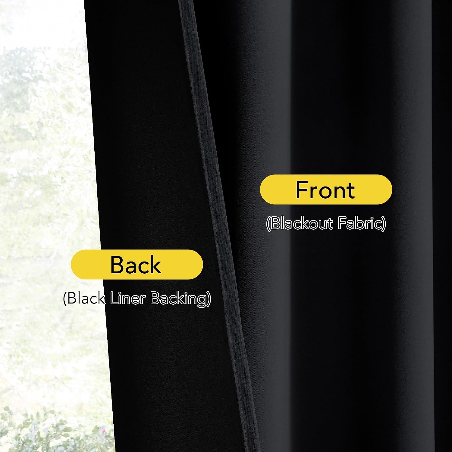 image:imageNICETOWN Stone Blue Blackout Door Curtains with Tieback for French Window100 Blackout Black