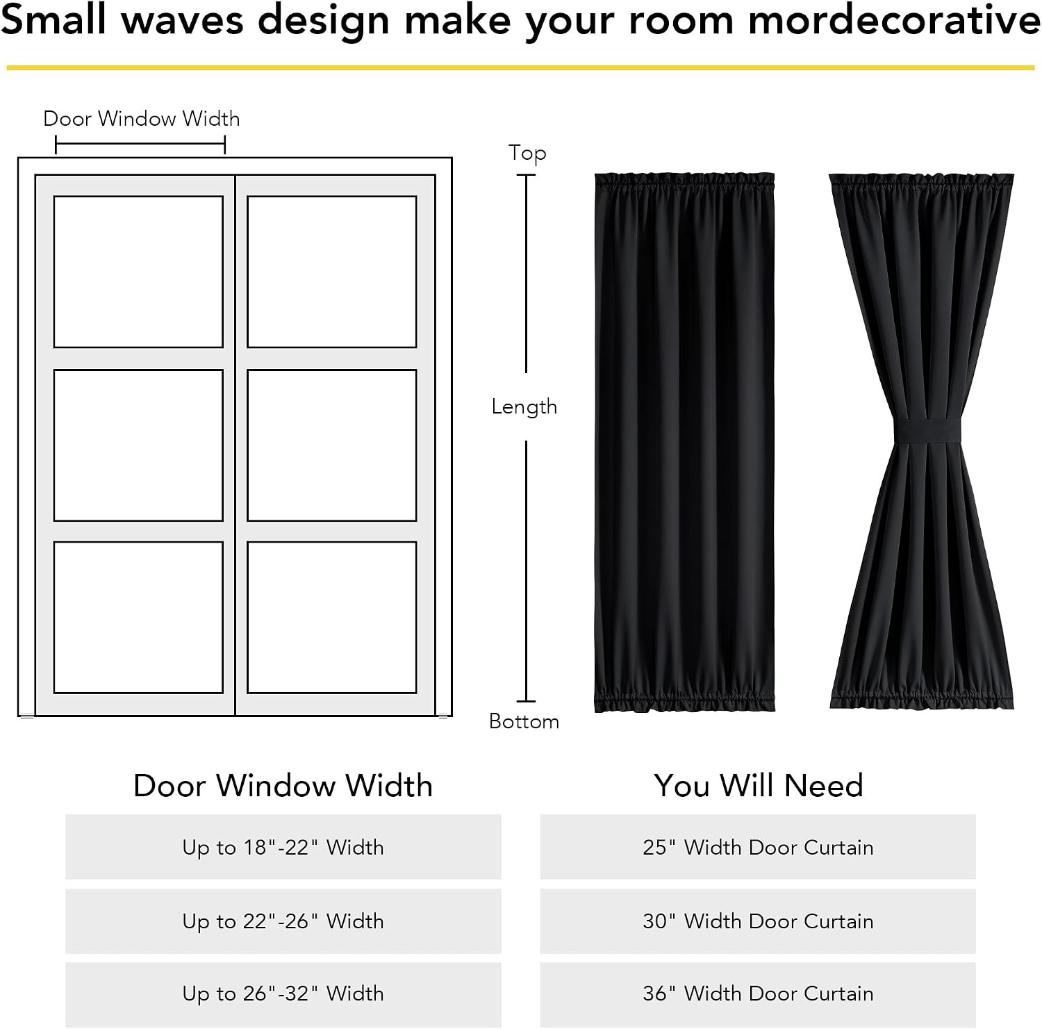 image:imageNICETOWN Stone Blue Blackout Door Curtains with Tieback for French Window100 Blackout Black