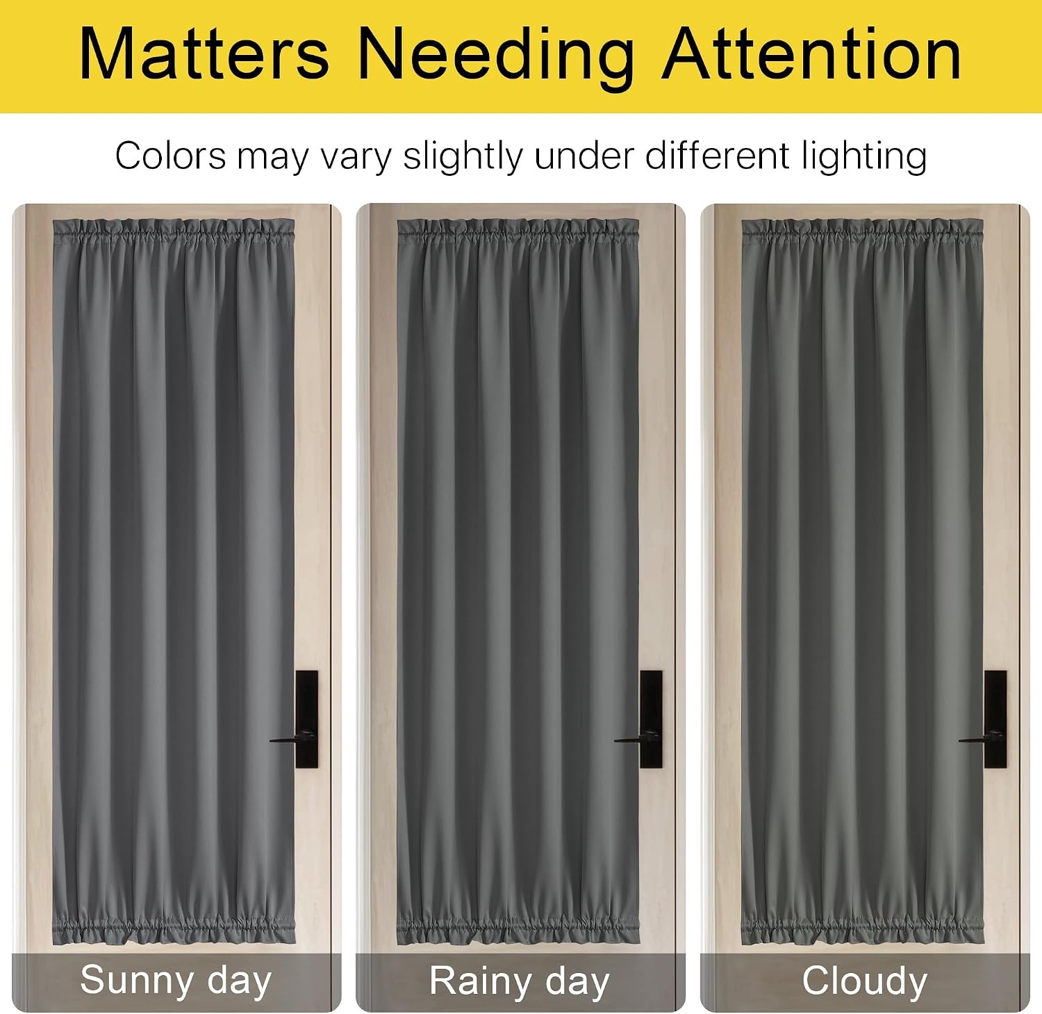 image:imageNICETOWN Stone Blue Blackout Door Curtains with Tieback for French Window100 Blackout Grey
