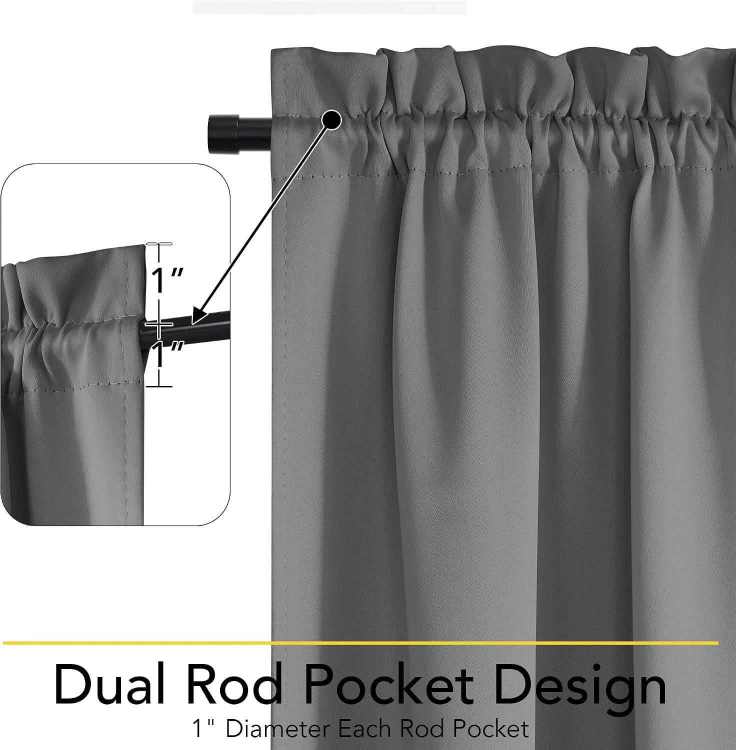 image:imageNICETOWN Stone Blue Blackout Door Curtains with Tieback for French Window100 Blackout Grey