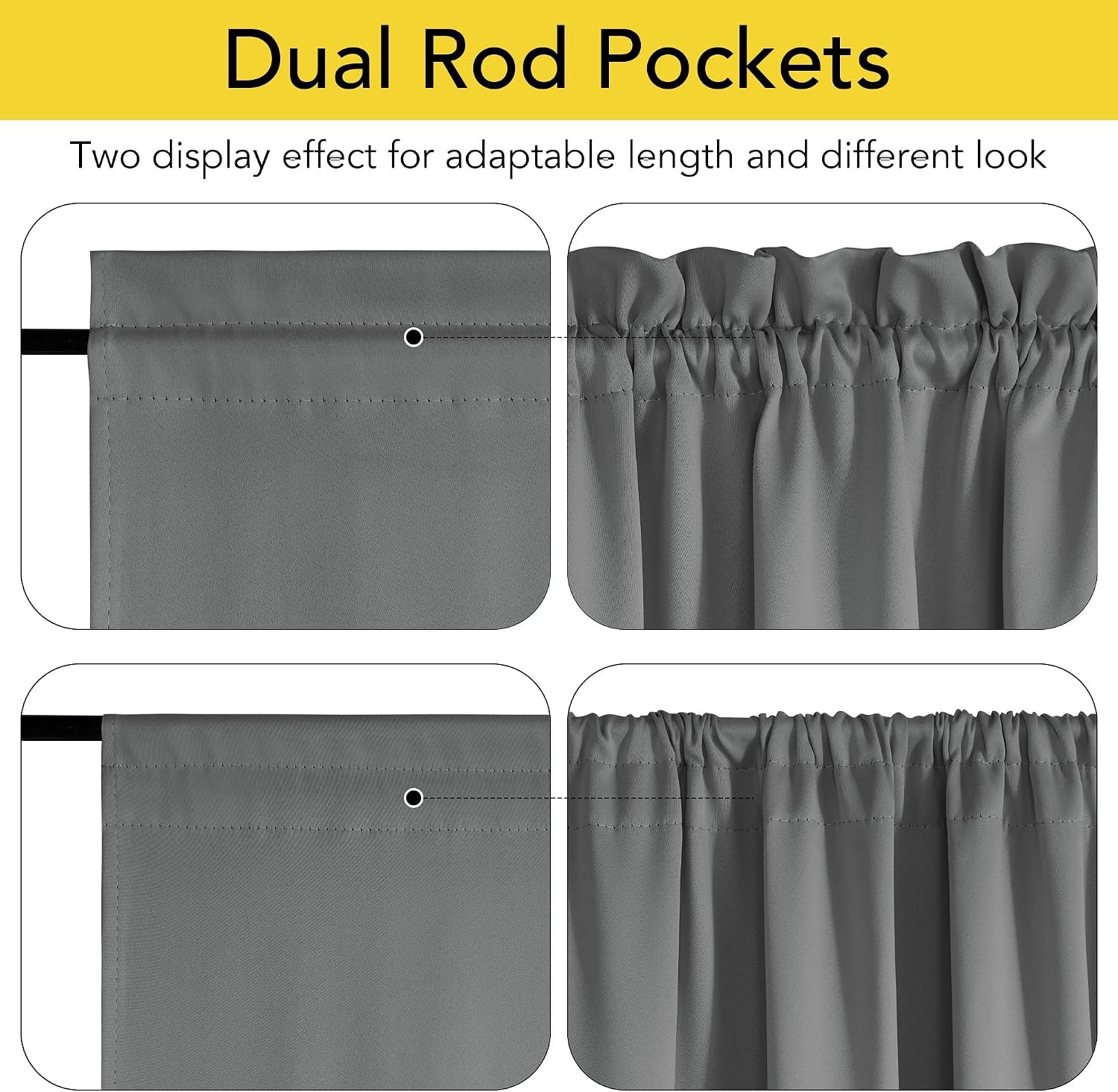 image:imageNICETOWN Stone Blue Blackout Door Curtains with Tieback for French Window100 Blackout Grey