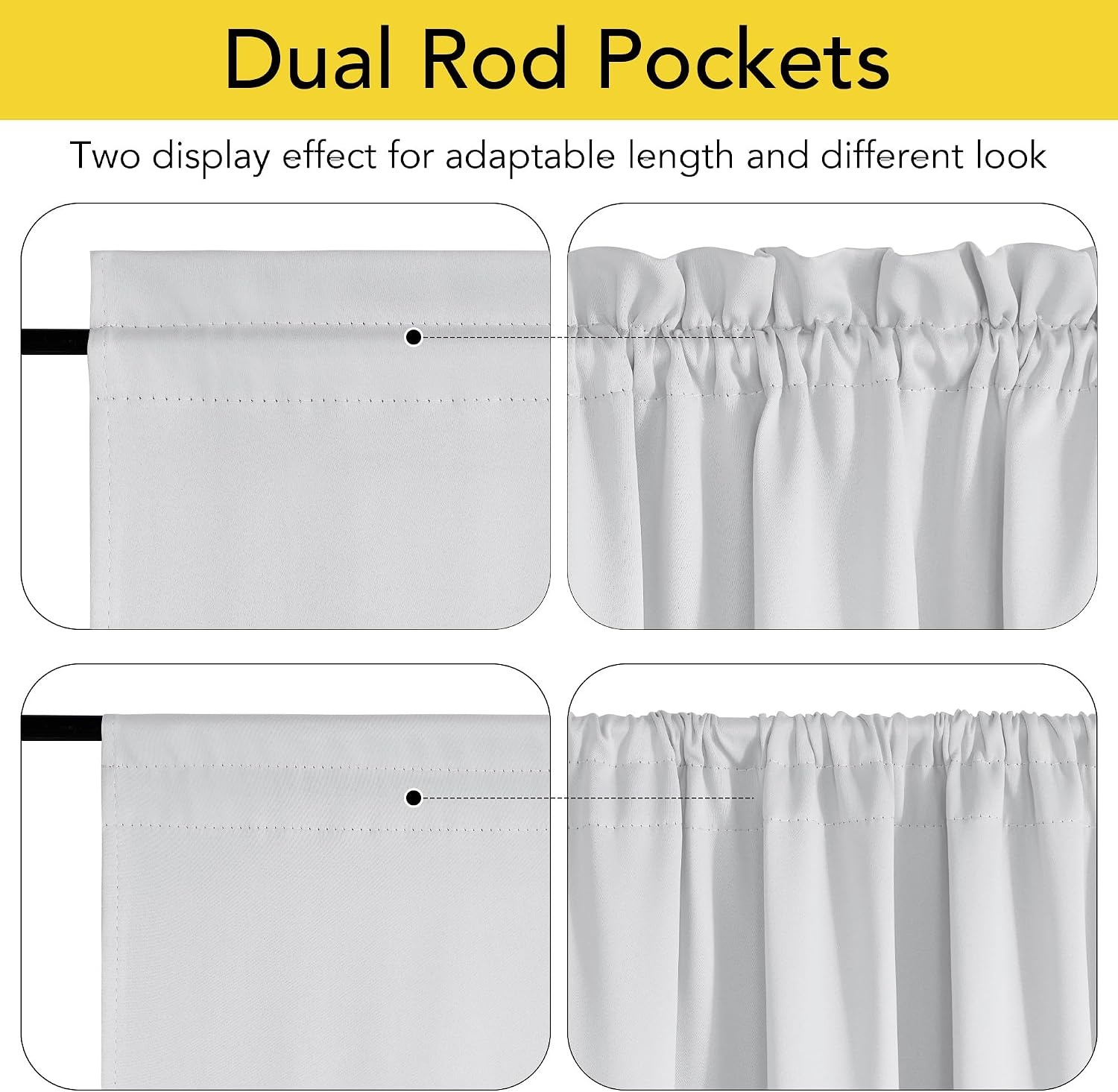 image:imageNICETOWN Stone Blue Blackout Door Curtains with Tieback for French Window100 Blackout Greyish White