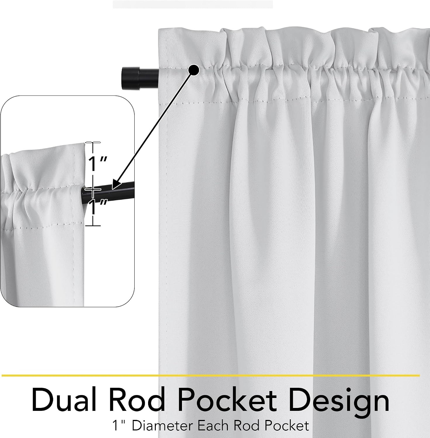 image:imageNICETOWN Stone Blue Blackout Door Curtains with Tieback for French Window100 Blackout Greyish White