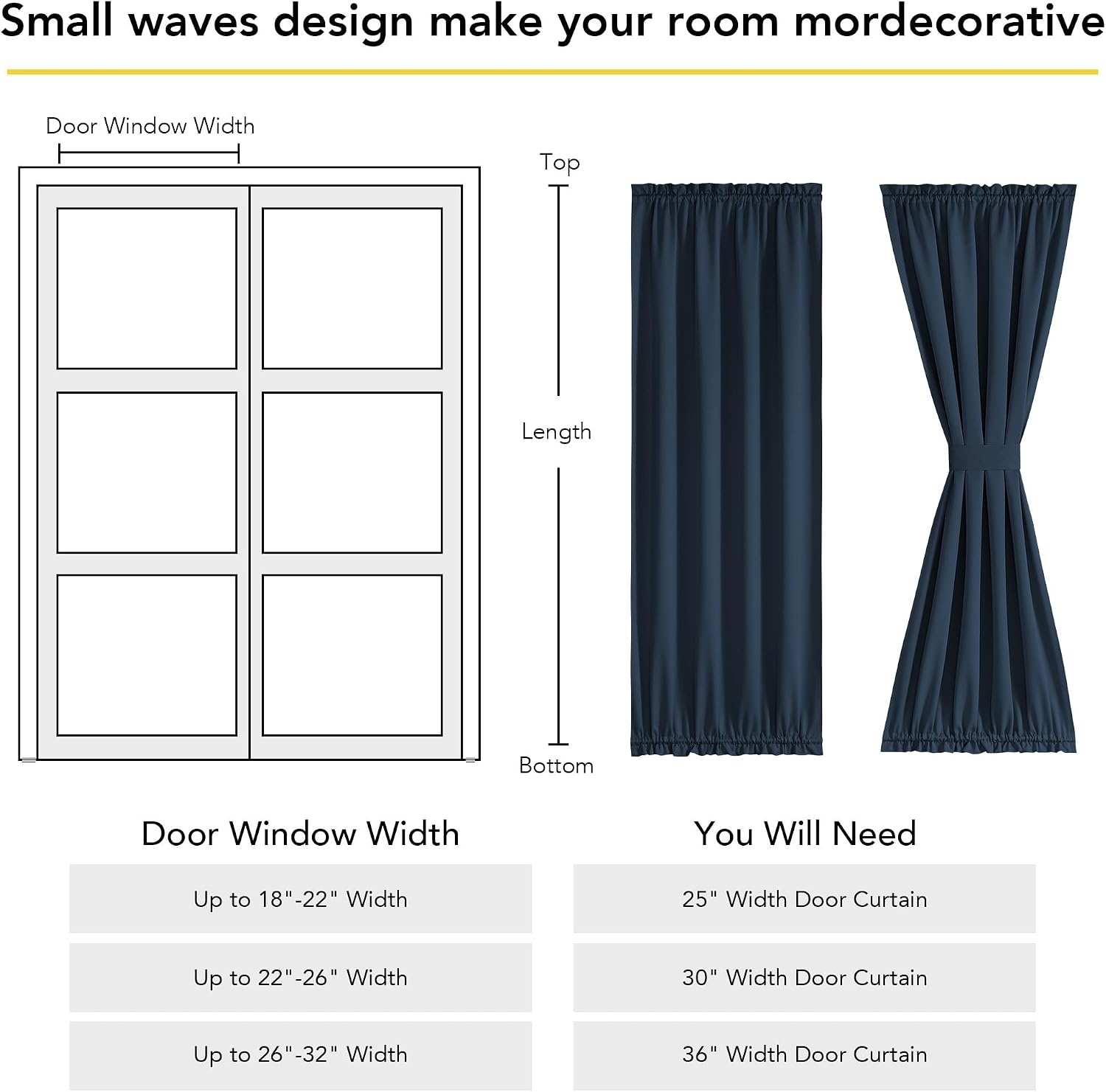 image:imageNICETOWN Stone Blue Blackout Door Curtains with Tieback for French Window100 Blackout Navy Blue