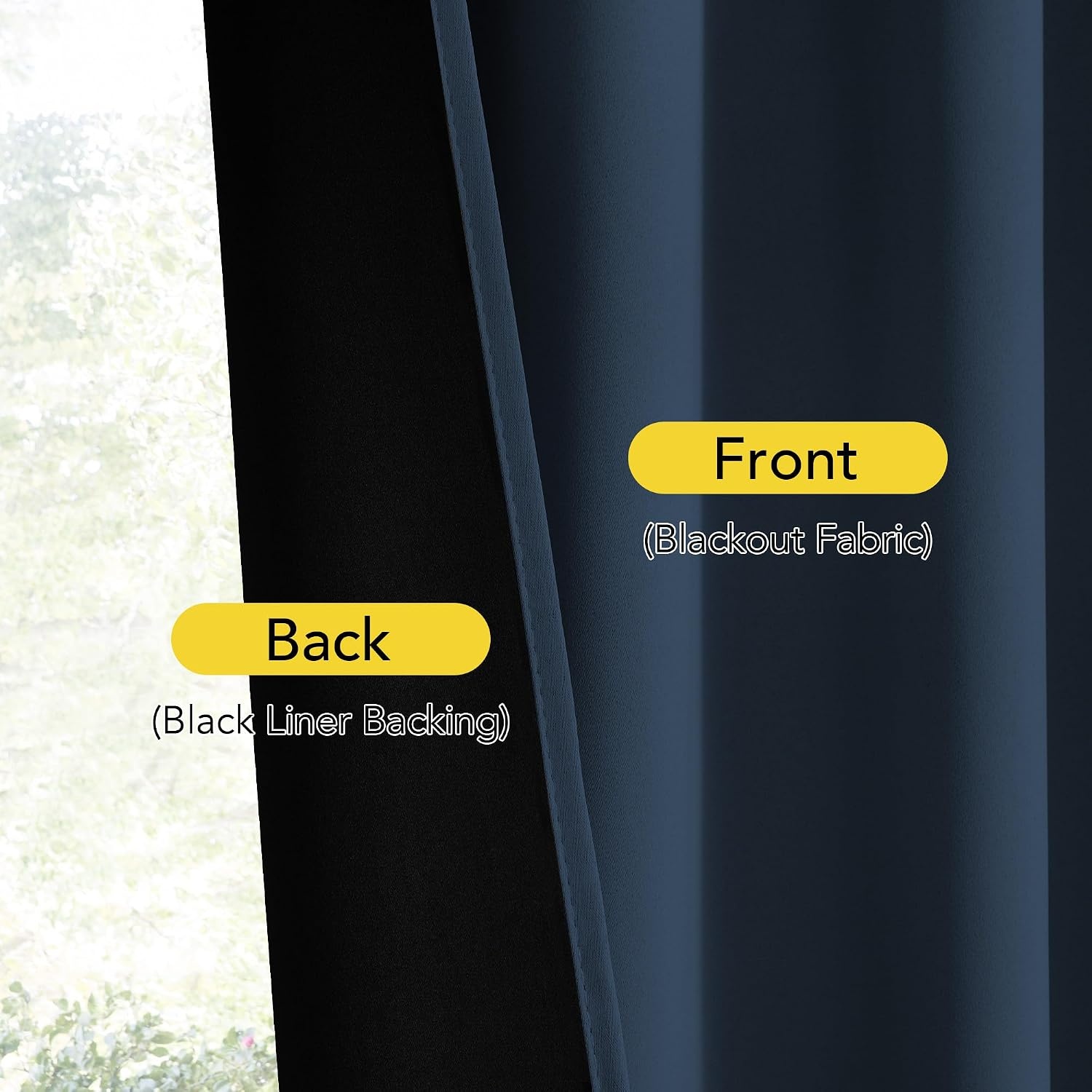 image:imageNICETOWN Stone Blue Blackout Door Curtains with Tieback for French Window100 Blackout Navy Blue