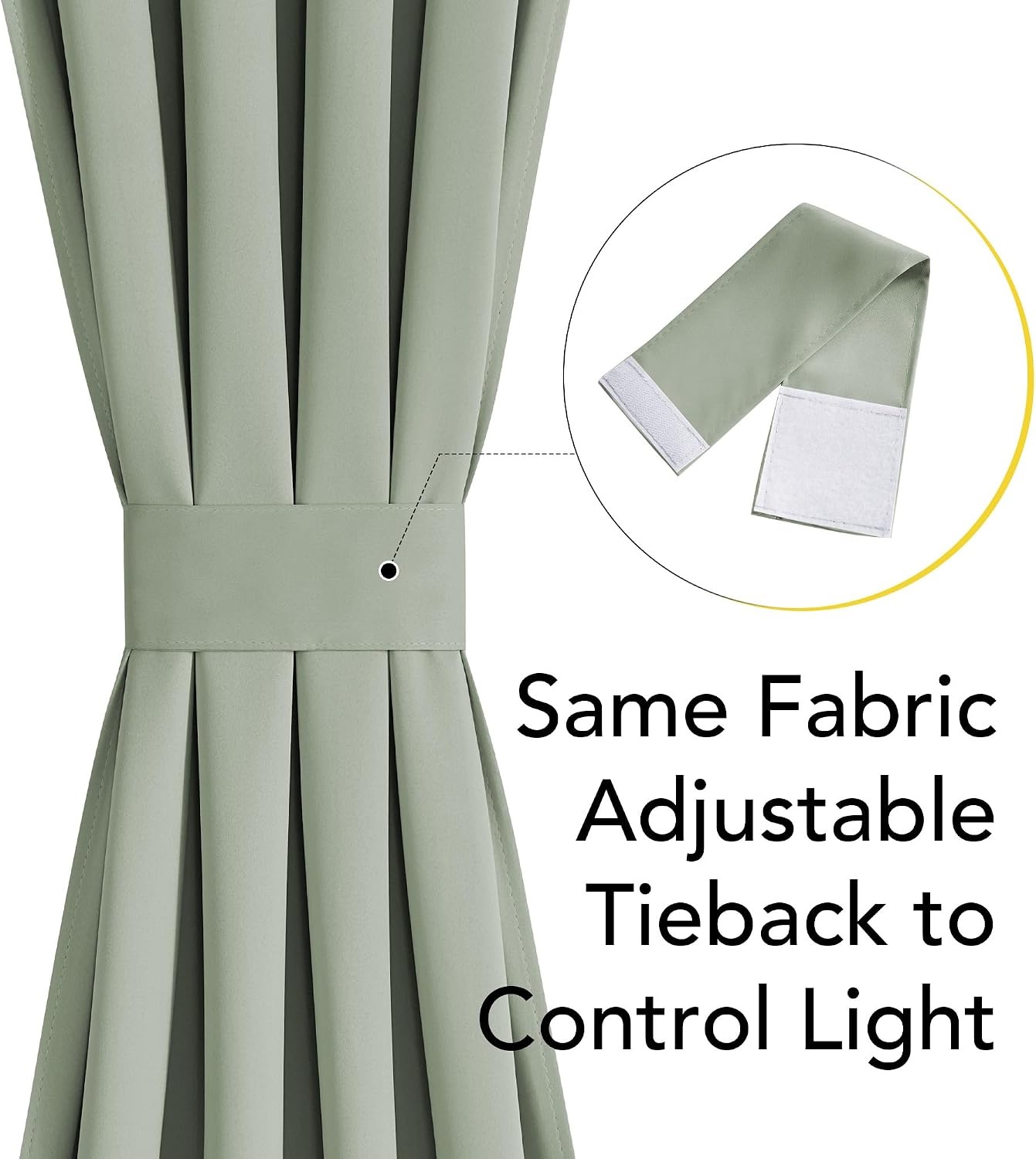 image:imageNICETOWN Stone Blue Blackout Door Curtains with Tieback for French Window100 Blackout Sage Green