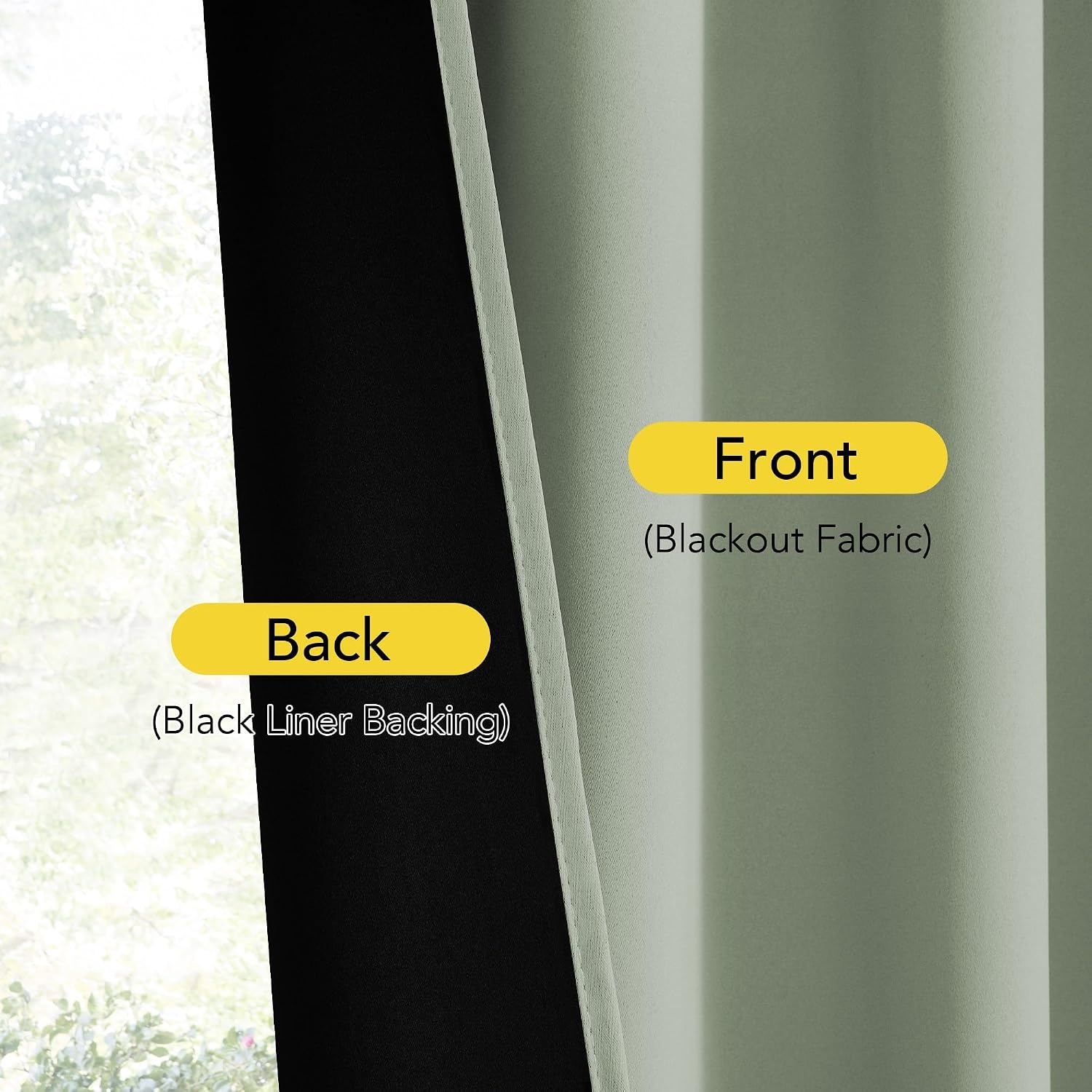 image:imageNICETOWN Stone Blue Blackout Door Curtains with Tieback for French Window100 Blackout Sage Green