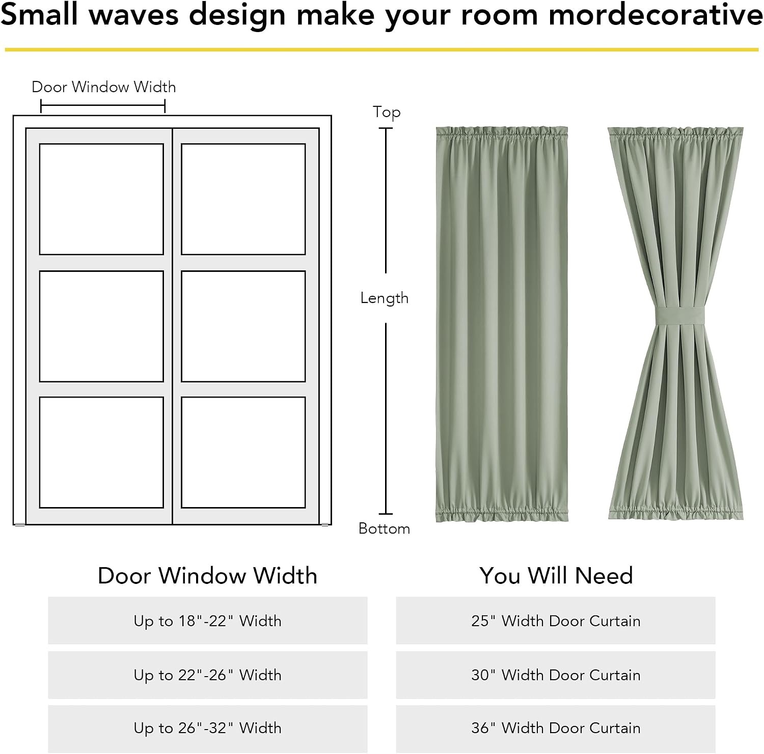 image:imageNICETOWN Stone Blue Blackout Door Curtains with Tieback for French Window100 Blackout Sage Green