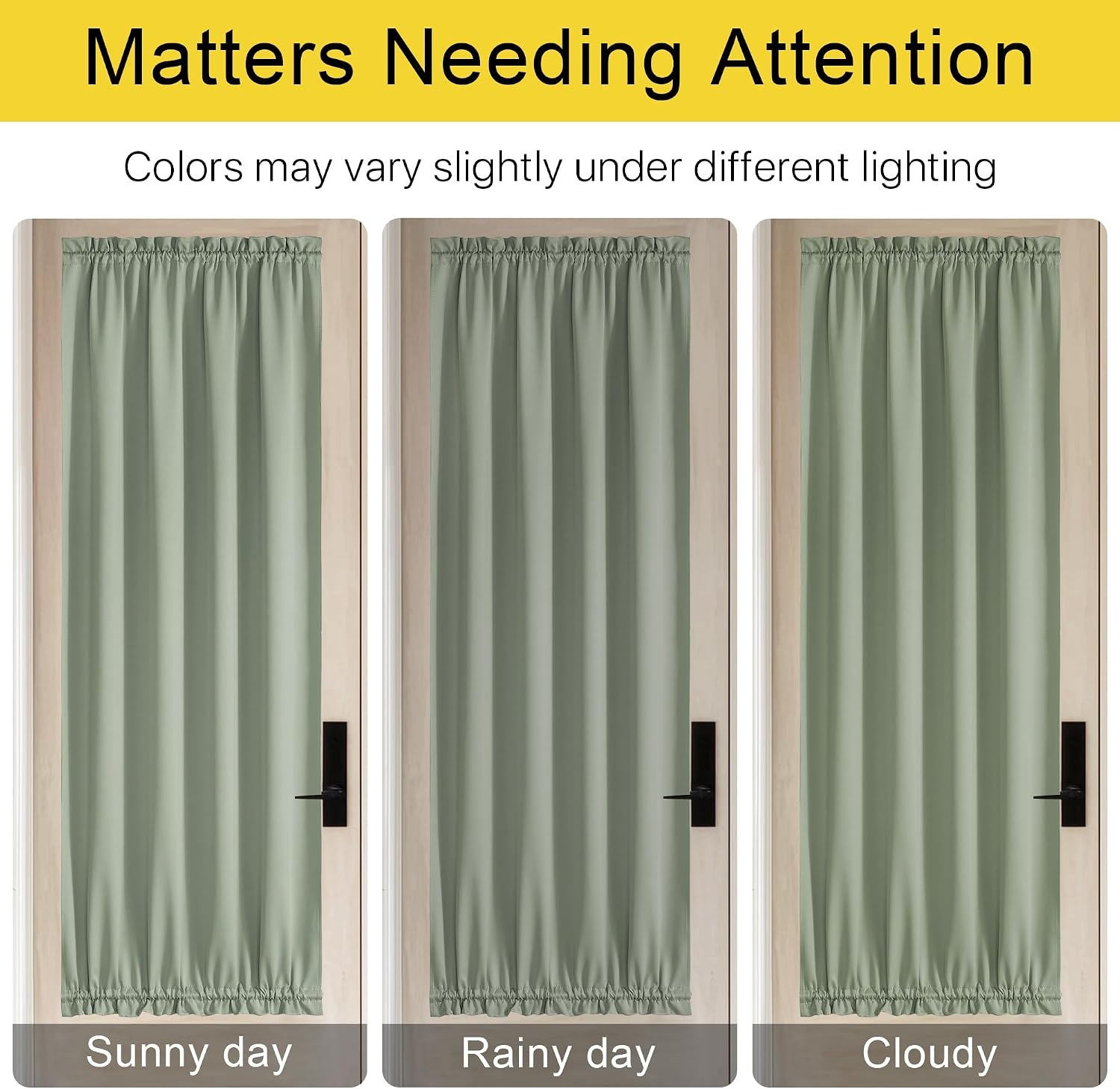 image:imageNICETOWN Stone Blue Blackout Door Curtains with Tieback for French Window100 Blackout Sage Green