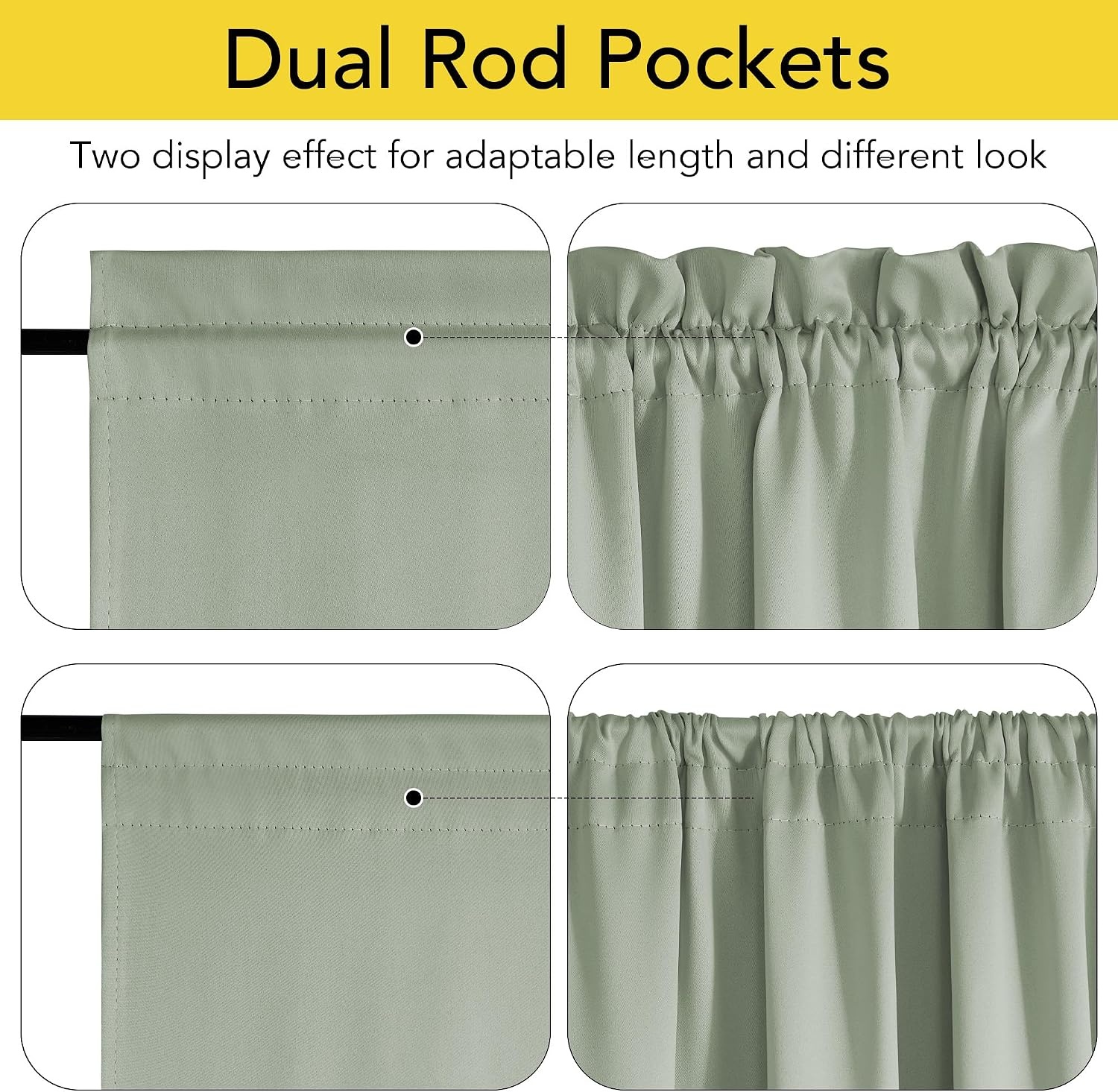 image:imageNICETOWN Stone Blue Blackout Door Curtains with Tieback for French Window100 Blackout Sage Green