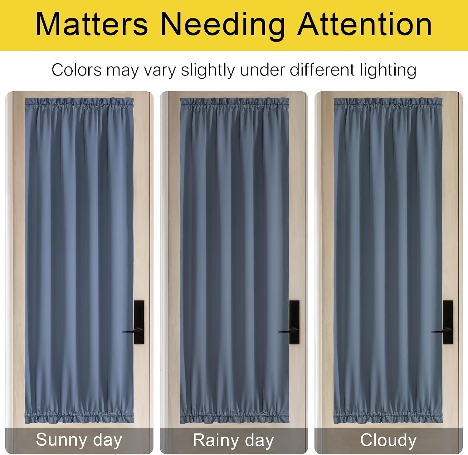 image:imageNICETOWN Stone Blue Blackout Door Curtains with Tieback for French Window100 Blackout Stone Blue