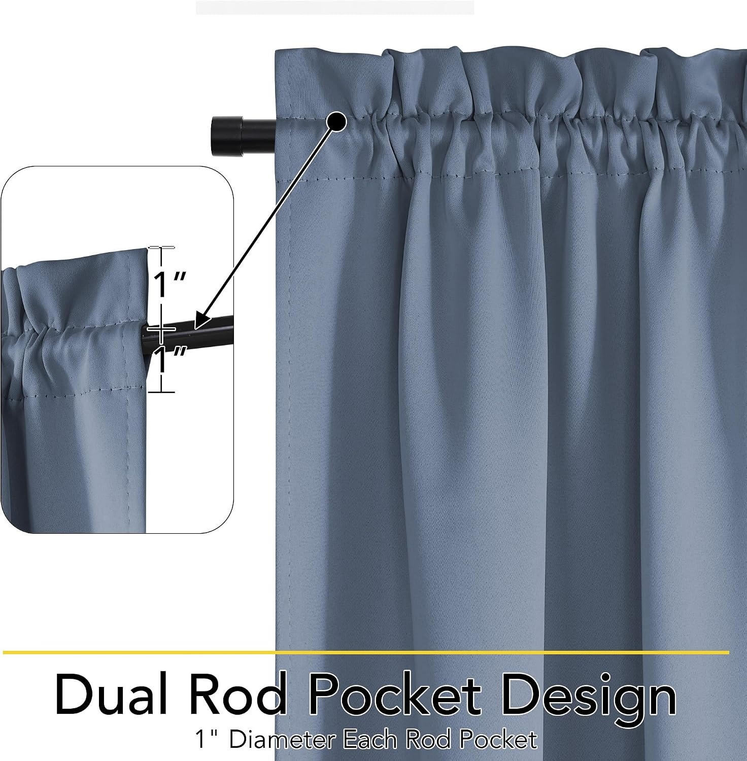 image:imageNICETOWN Stone Blue Blackout Door Curtains with Tieback for French Window100 Blackout Stone Blue