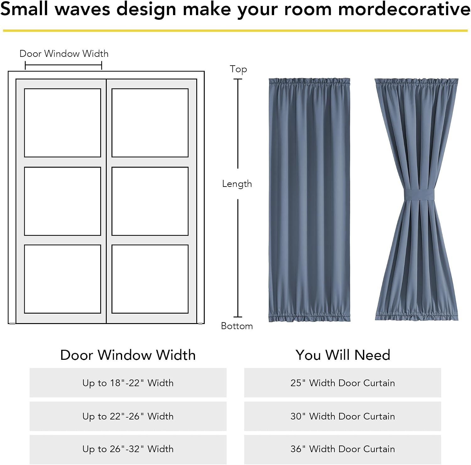 image:imageNICETOWN Stone Blue Blackout Door Curtains with Tieback for French Window100 Blackout Stone Blue