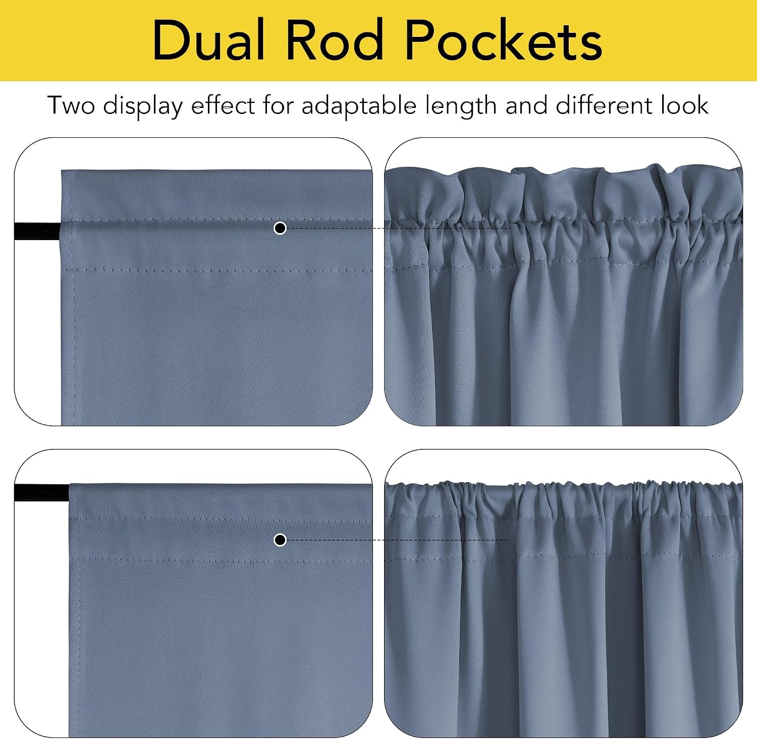 image:imageNICETOWN Stone Blue Blackout Door Curtains with Tieback for French Window100 Blackout Stone Blue