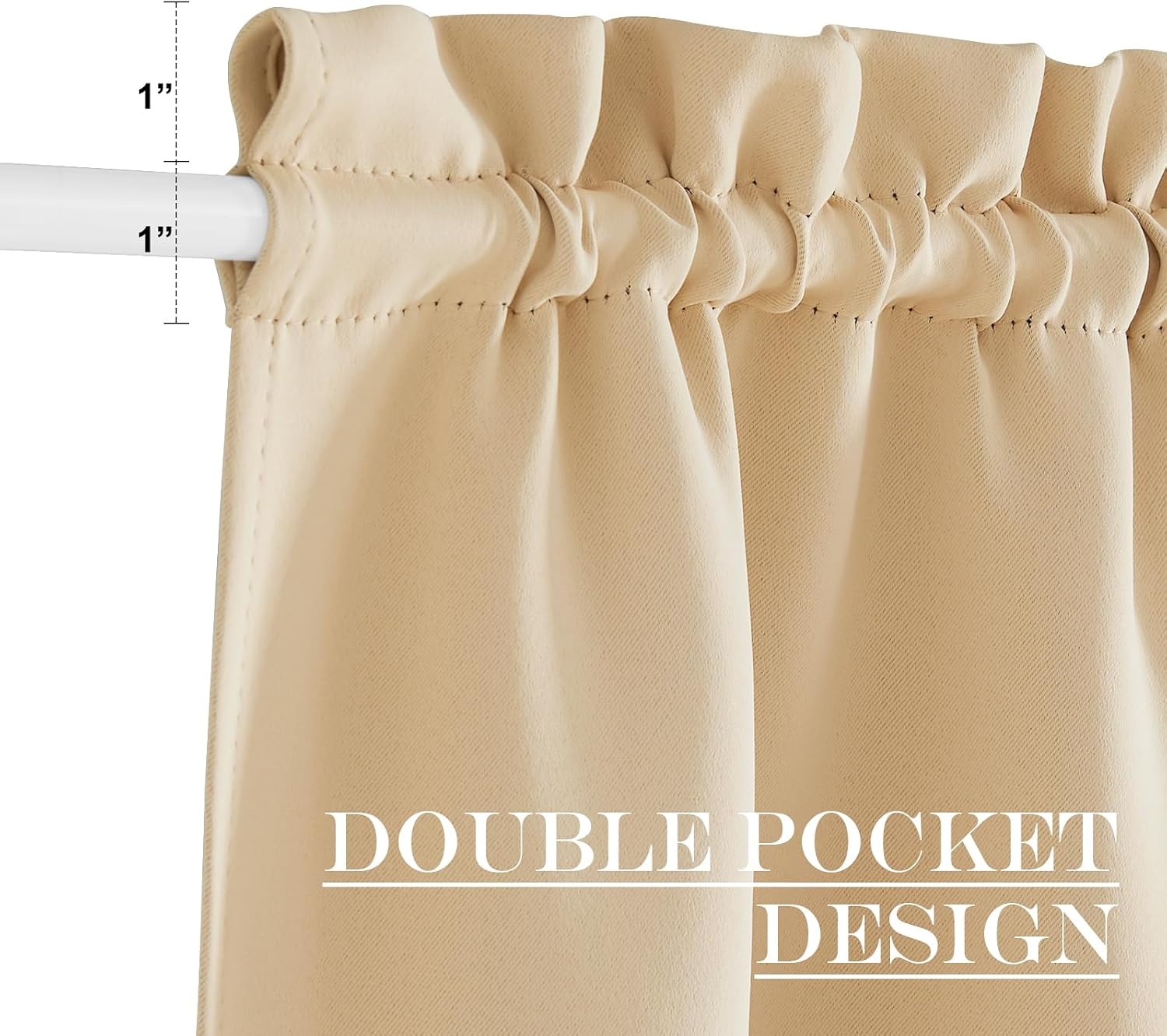 image:imageNICETOWN Stone Blue Blackout Door Curtains with Tieback for French WindowBiscotti Beige