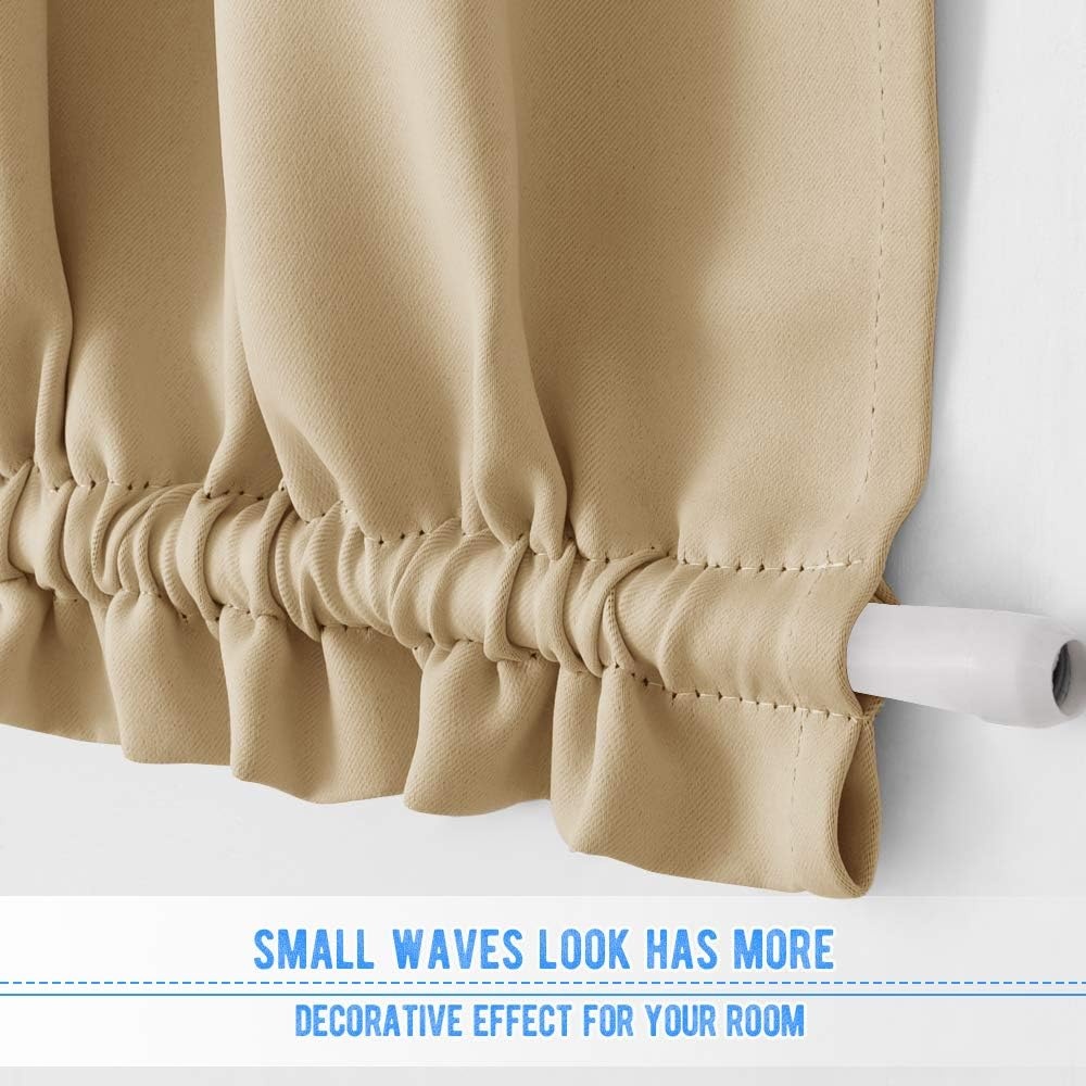 image:imageNICETOWN Stone Blue Blackout Door Curtains with Tieback for French WindowBiscotti Beige