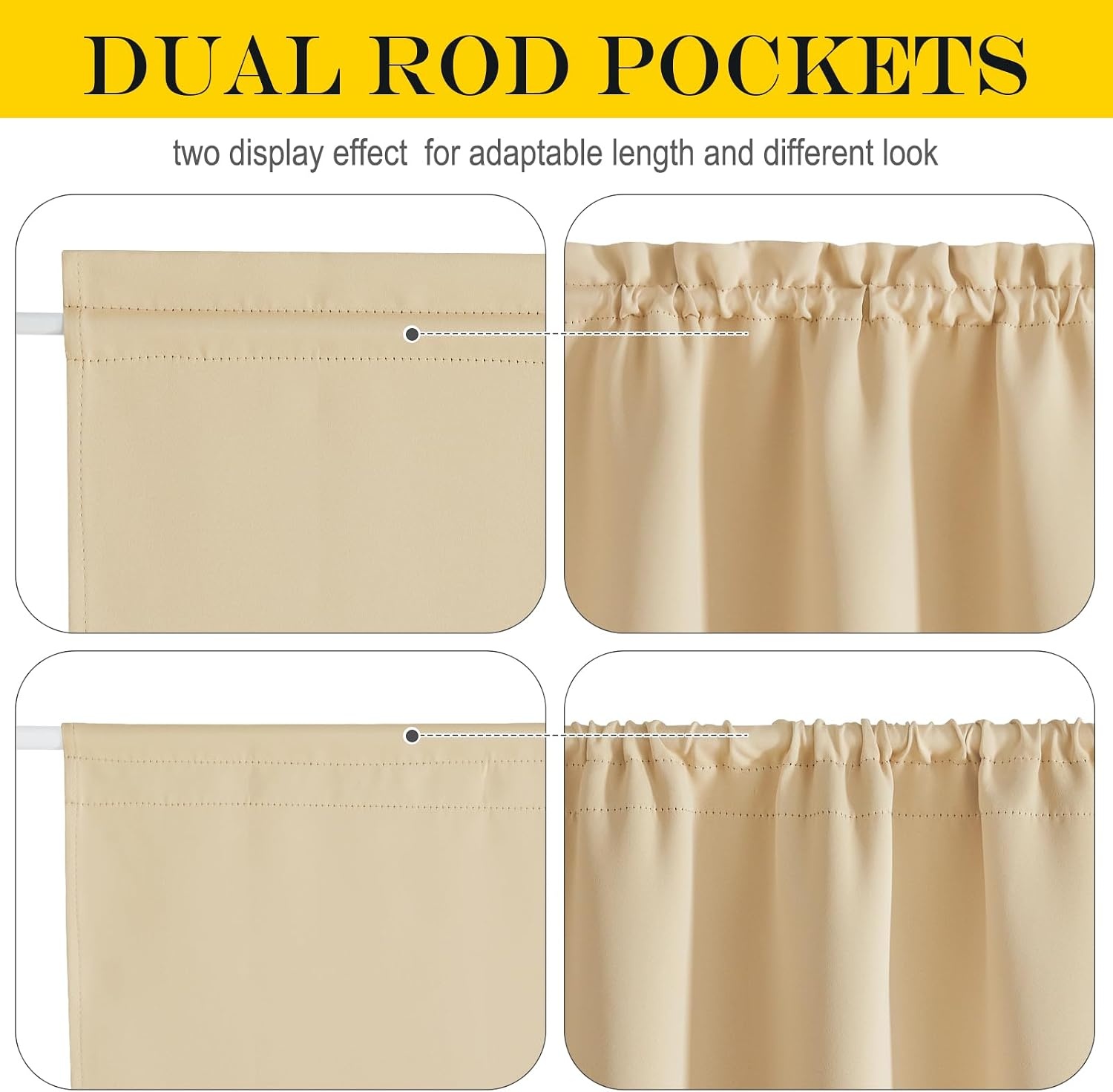 image:imageNICETOWN Stone Blue Blackout Door Curtains with Tieback for French WindowBiscotti Beige