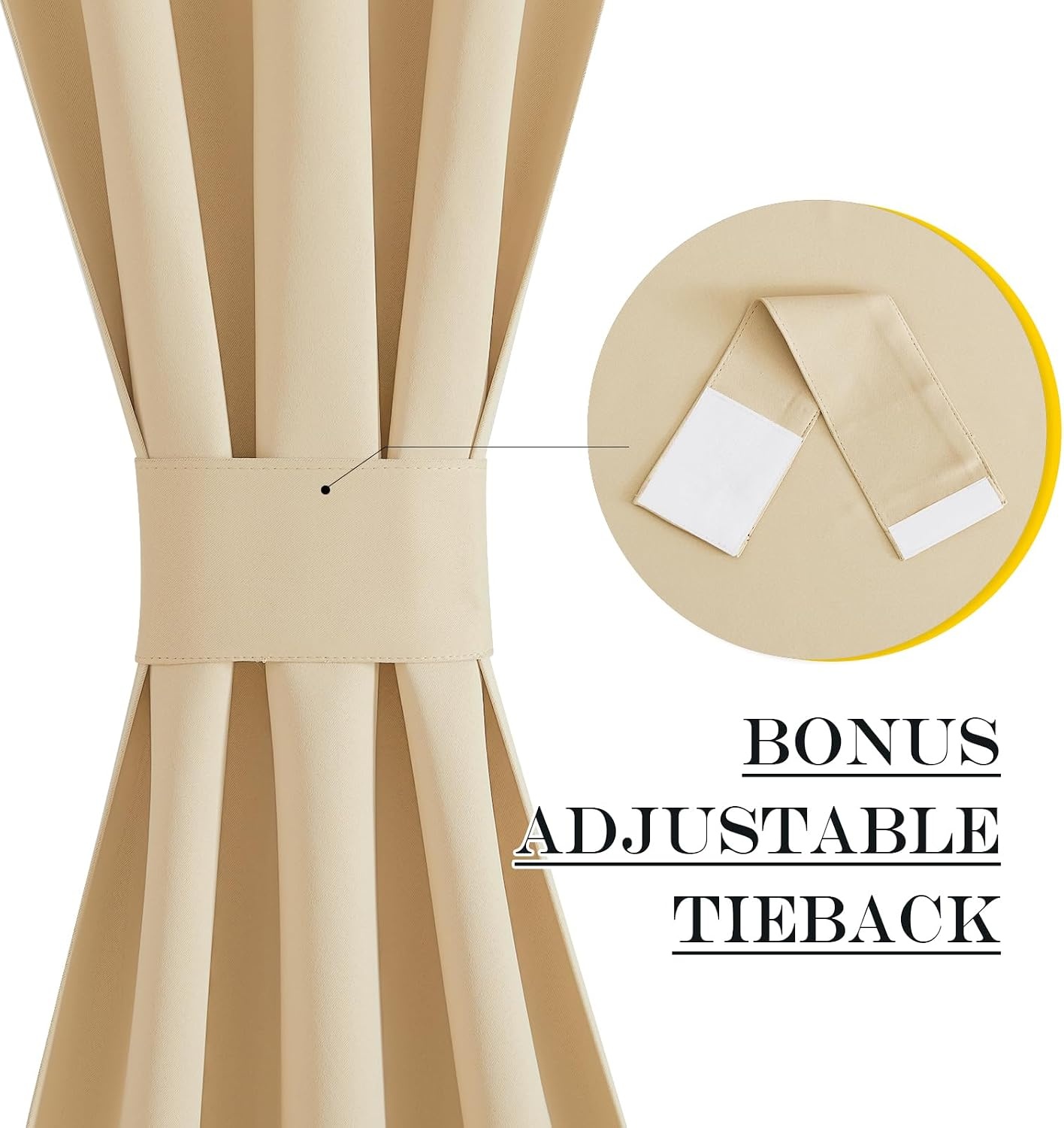image:imageNICETOWN Stone Blue Blackout Door Curtains with Tieback for French WindowBiscotti Beige