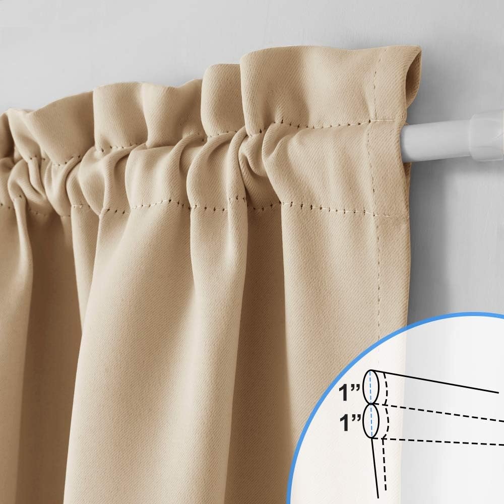 image:imageNICETOWN Stone Blue Blackout Door Curtains with Tieback for French WindowBiscotti Beige