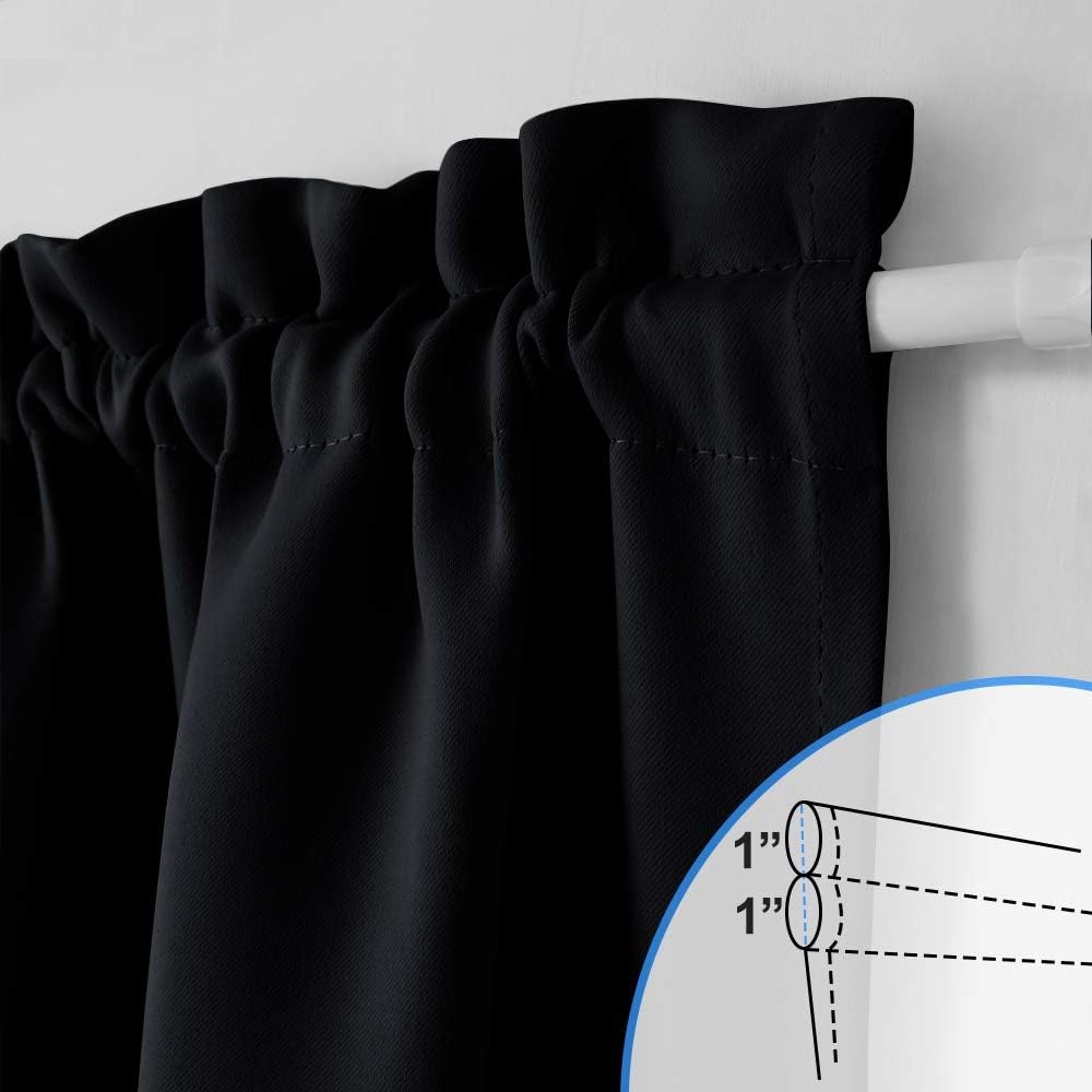 image:imageNICETOWN Stone Blue Blackout Door Curtains with Tieback for French WindowBlack