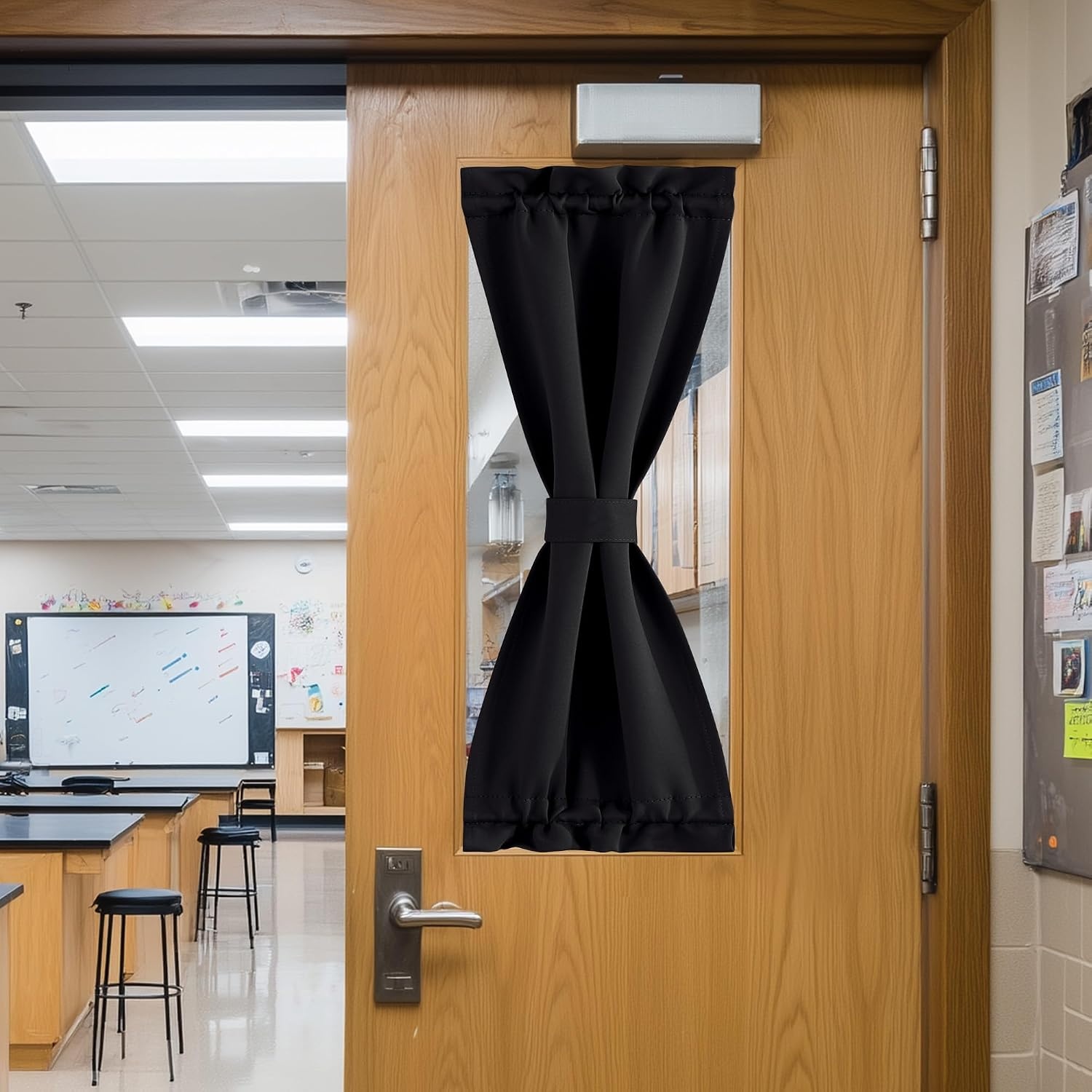 image:imageNICETOWN Stone Blue Blackout Door Curtains with Tieback for French WindowBlack