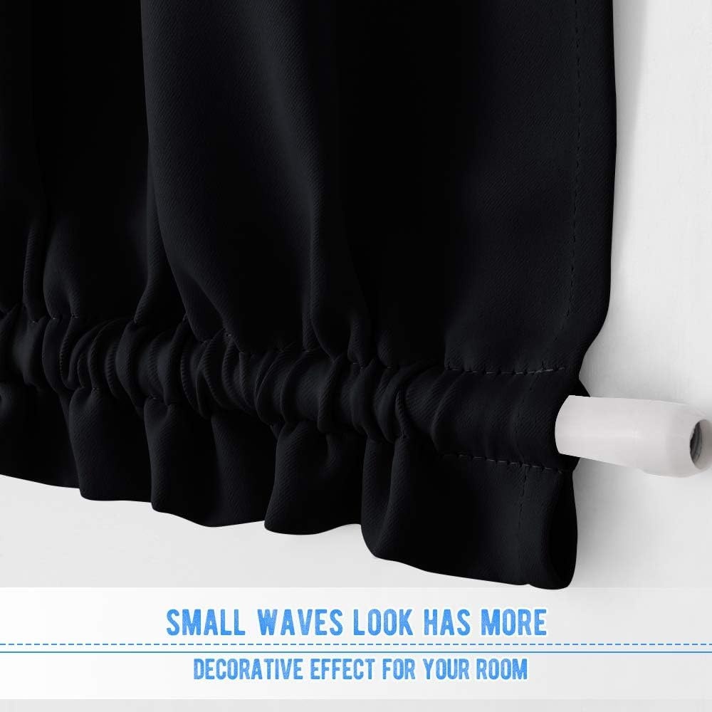 image:imageNICETOWN Stone Blue Blackout Door Curtains with Tieback for French WindowBlack