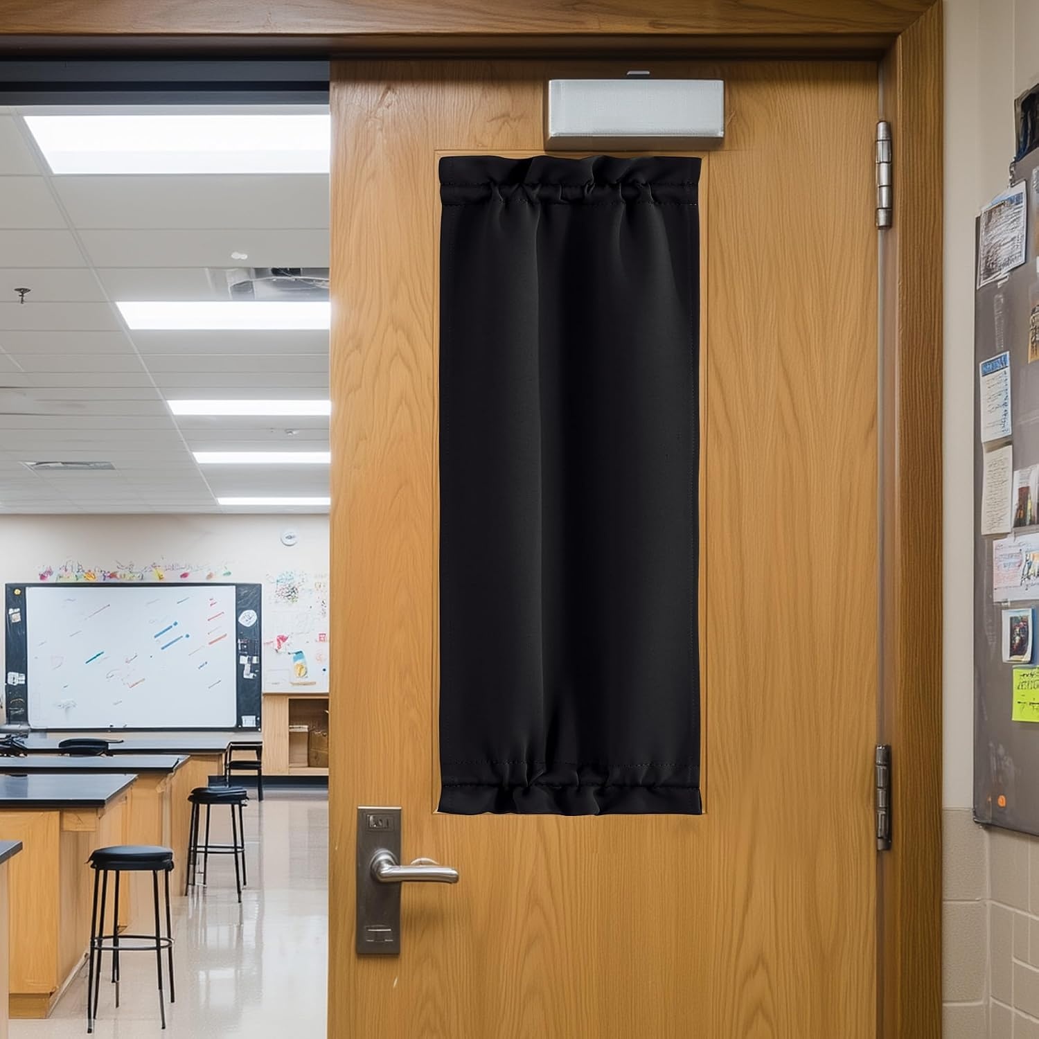 image:imageNICETOWN Stone Blue Blackout Door Curtains with Tieback for French WindowBlack