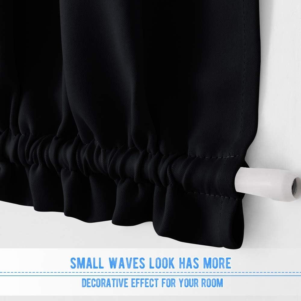 image:imageNICETOWN Stone Blue Blackout Door Curtains with Tieback for French WindowBlack