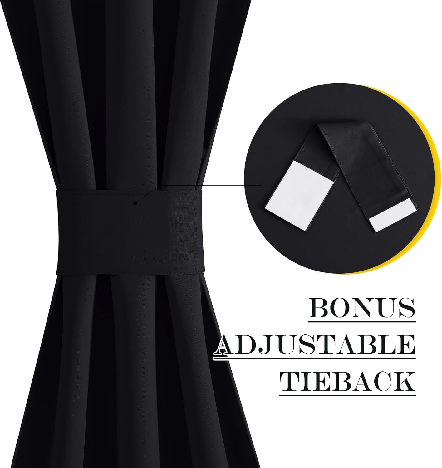 image:imageNICETOWN Stone Blue Blackout Door Curtains with Tieback for French WindowBlack