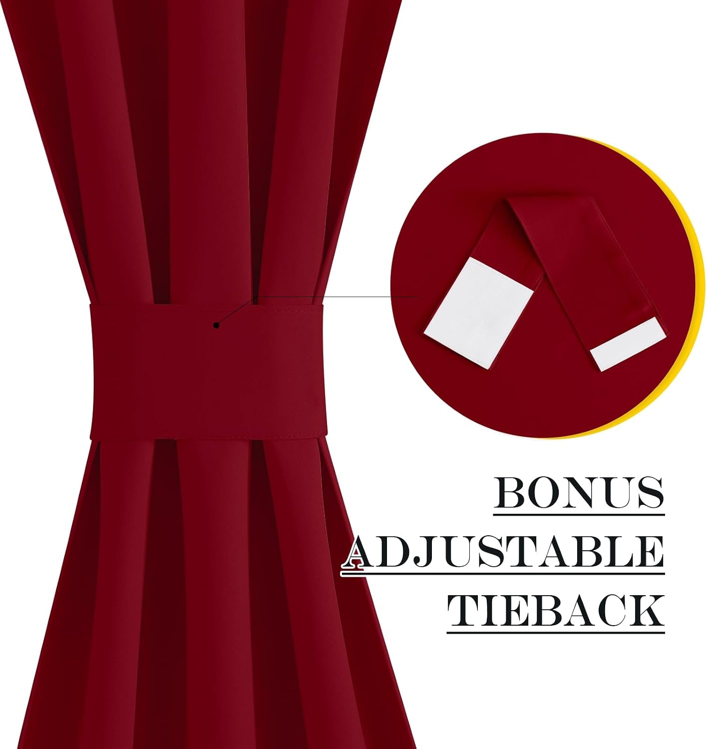 image:imageNICETOWN Stone Blue Blackout Door Curtains with Tieback for French WindowBurgundy