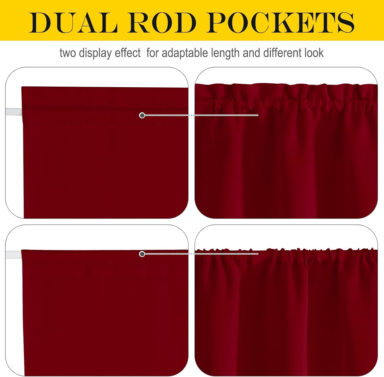 image:imageNICETOWN Stone Blue Blackout Door Curtains with Tieback for French WindowBurgundy