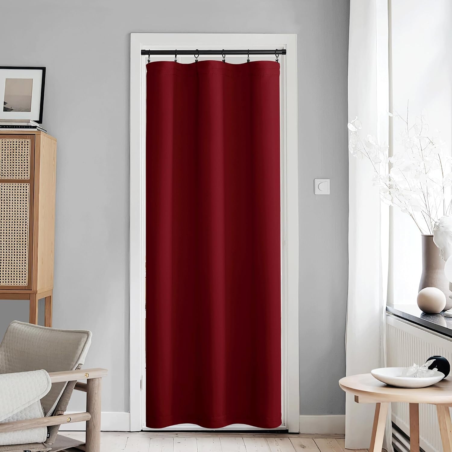 image:imageNICETOWN Stone Blue Blackout Door Curtains with Tieback for French WindowBurgundy