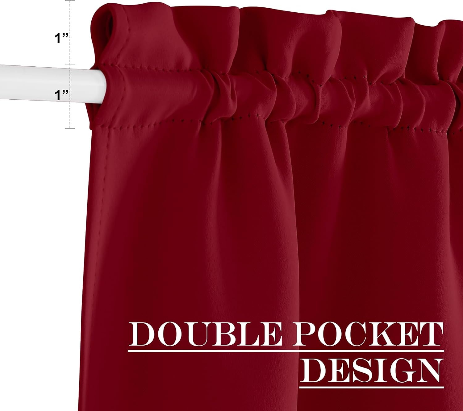 image:imageNICETOWN Stone Blue Blackout Door Curtains with Tieback for French WindowBurgundy