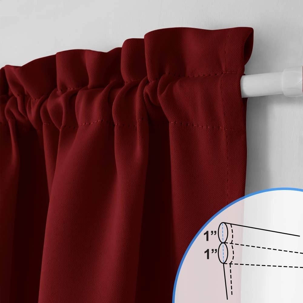 image:imageNICETOWN Stone Blue Blackout Door Curtains with Tieback for French WindowBurgundy