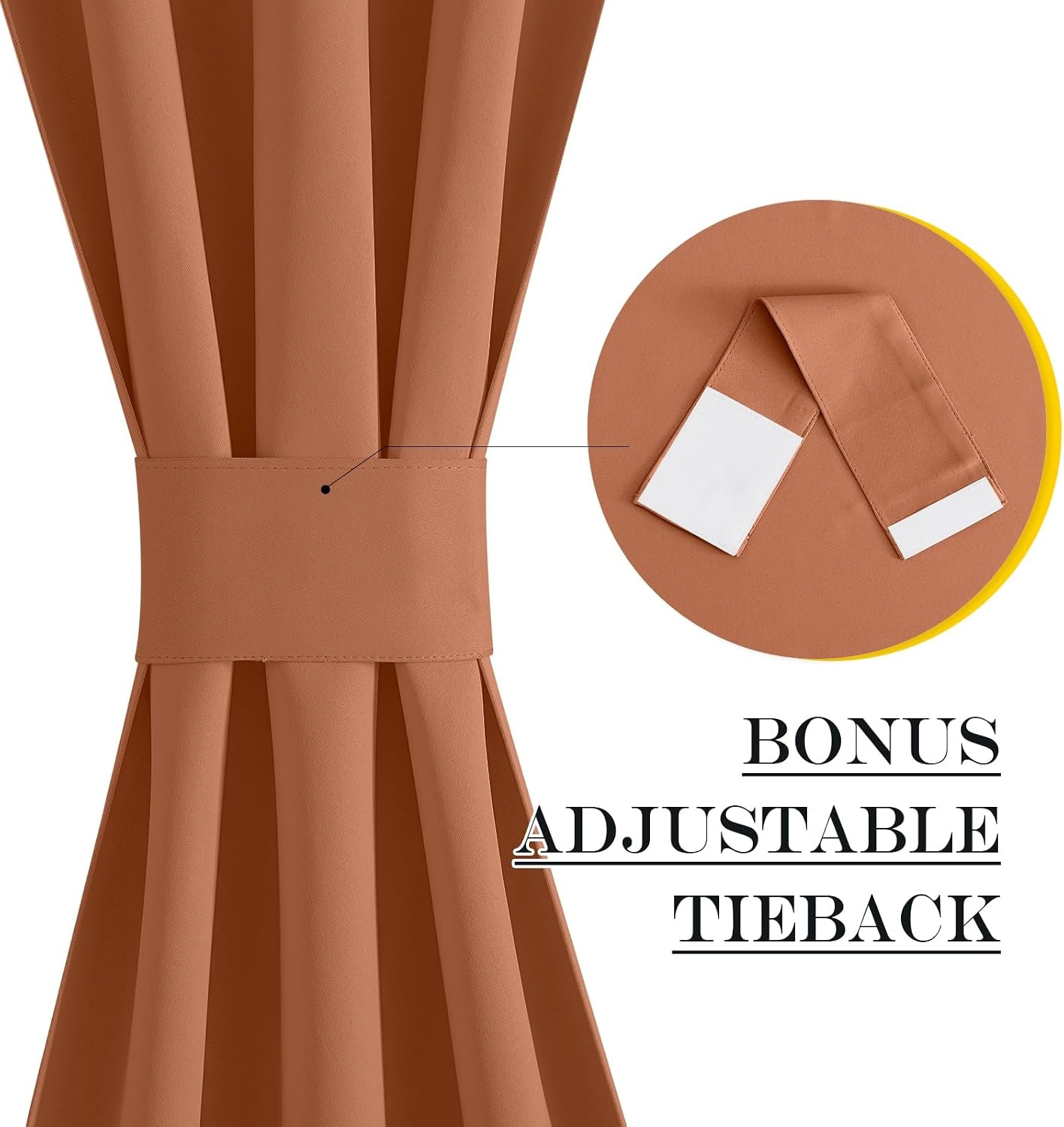 image:imageNICETOWN Stone Blue Blackout Door Curtains with Tieback for French WindowBurnt Orange