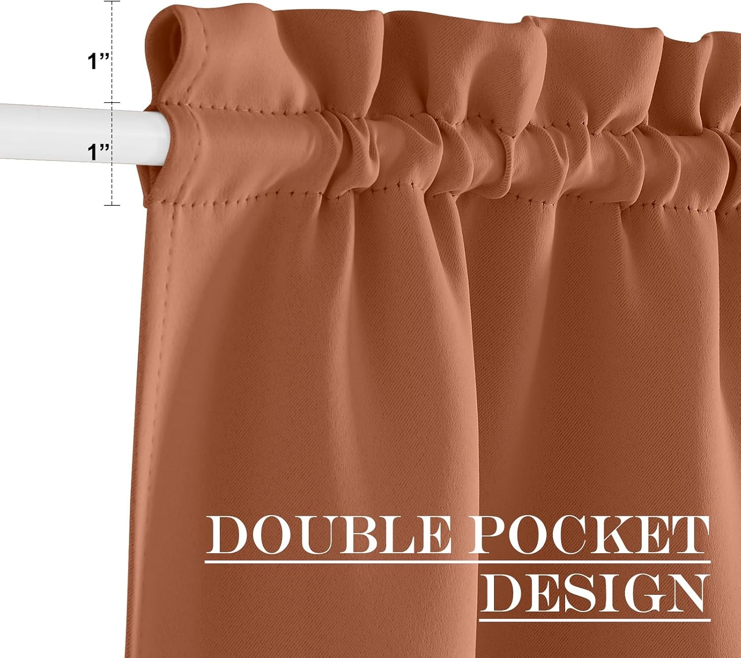 image:imageNICETOWN Stone Blue Blackout Door Curtains with Tieback for French WindowBurnt Orange