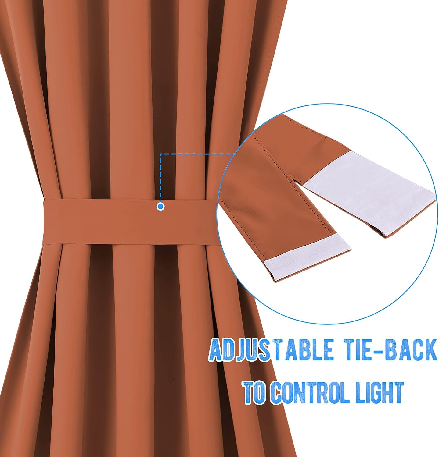 image:imageNICETOWN Stone Blue Blackout Door Curtains with Tieback for French WindowBurnt Orange