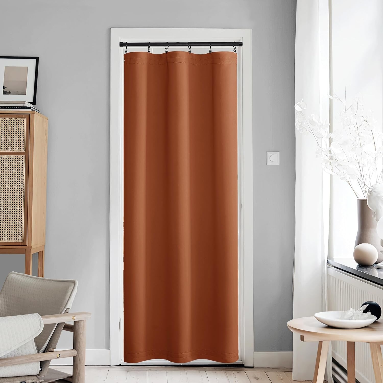 image:imageNICETOWN Stone Blue Blackout Door Curtains with Tieback for French WindowBurnt Orange