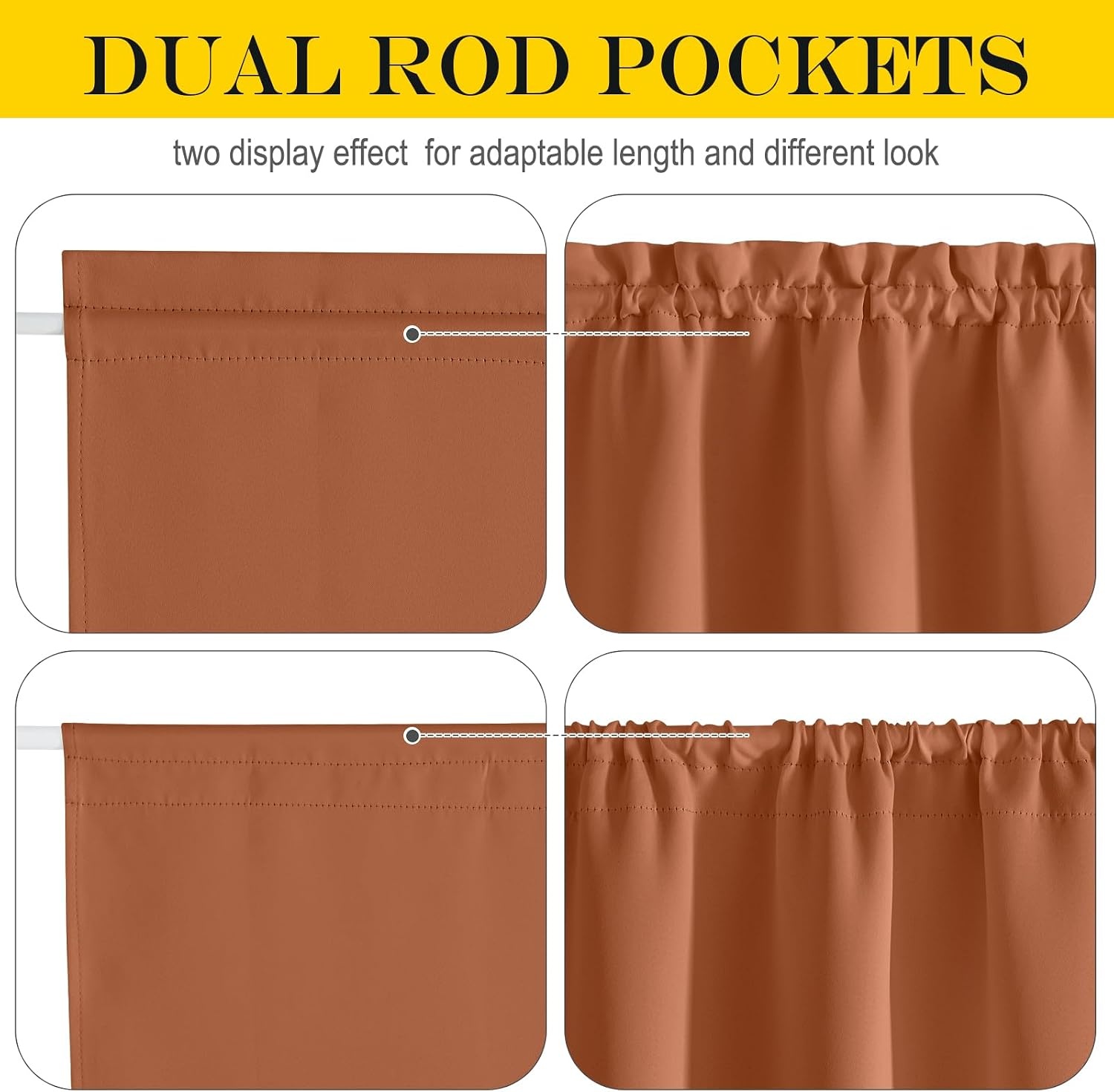 image:imageNICETOWN Stone Blue Blackout Door Curtains with Tieback for French WindowBurnt Orange