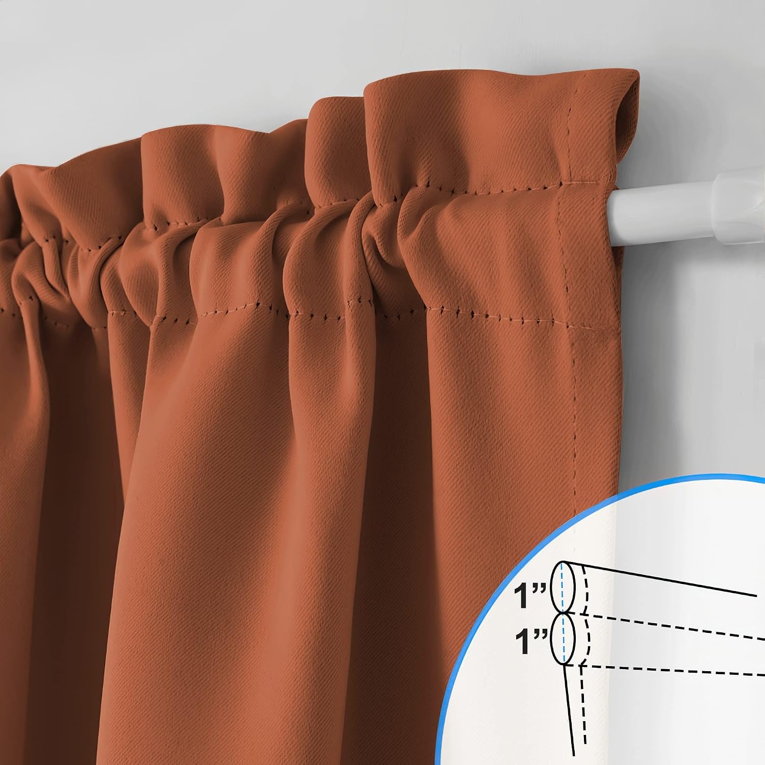 image:imageNICETOWN Stone Blue Blackout Door Curtains with Tieback for French WindowBurnt Orange
