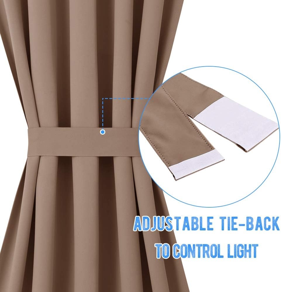image:imageNICETOWN Stone Blue Blackout Door Curtains with Tieback for French WindowCappuccino