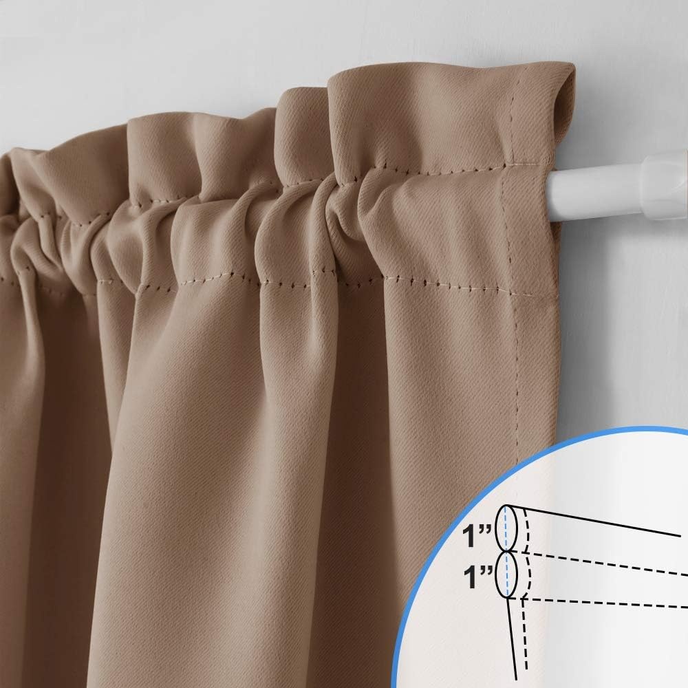 image:imageNICETOWN Stone Blue Blackout Door Curtains with Tieback for French WindowCappuccino